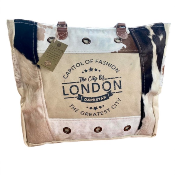 NWT - Clea Ray Capitol of Fashion Animal Print London Canvas Large Tote - Picture 3 of 6